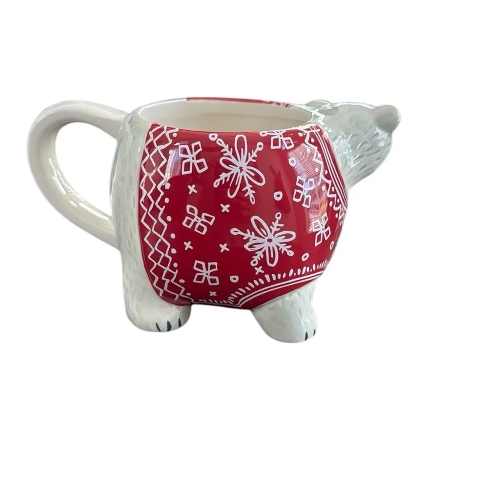 Tag Polar Bear In Red Sweater Ceramic  Coffee Mug 12 Oz.
